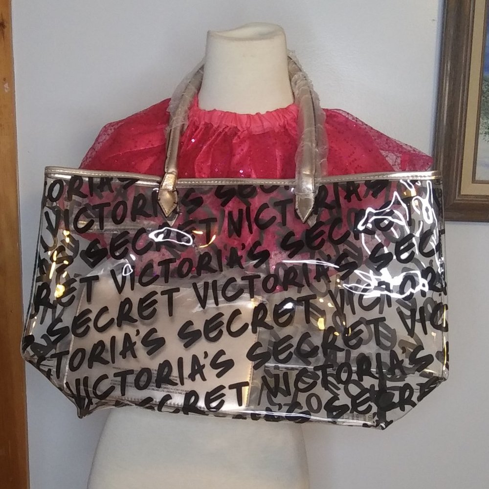 VICTORIA’S SECRET Clear Logo Graffiti Tote